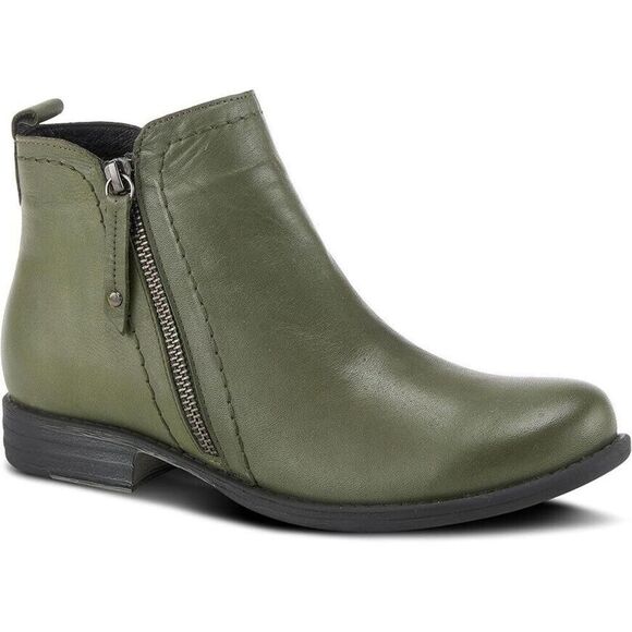 Spring Step Oziel Boots Women's 10.5-11 Olive Green Leather Ankle Bootie ZPO687 - Picture 1 of 12
